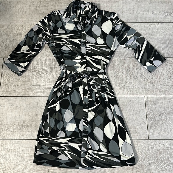 Express Dresses & Skirts - EXPRESS Womens Black White Gray Button Down Shirt Dress